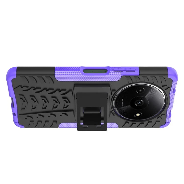 For Xiaomi Redmi A3 / Poco C61 4G Kickstand Case PC+TPU Tyre Pattern Slim Phone Cover