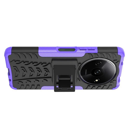 For Xiaomi Redmi A3 / Poco C61 4G Kickstand Case PC+TPU Tyre Pattern Slim Phone Cover