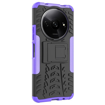For Xiaomi Redmi A3 / Poco C61 4G Kickstand Case PC+TPU Tyre Pattern Slim Phone Cover
