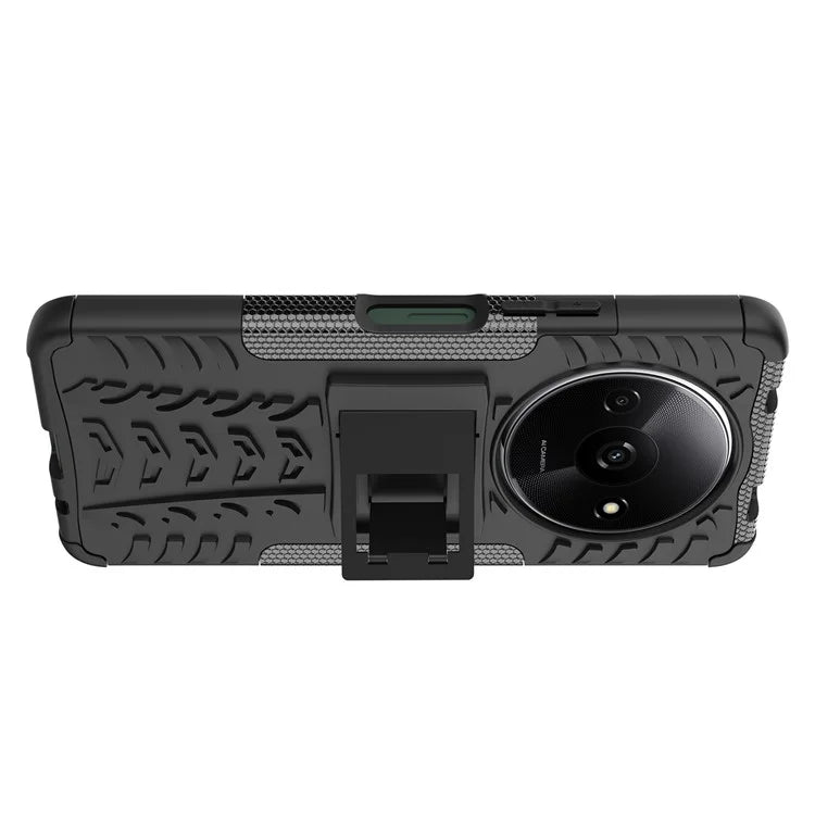 For Xiaomi Redmi A3 / Poco C61 4G Kickstand Case PC+TPU Tyre Pattern Slim Phone Cover
