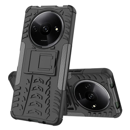 For Xiaomi Redmi A3 / Poco C61 4G Kickstand Case PC+TPU Tyre Pattern Slim Phone Cover