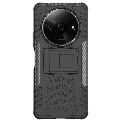 For Xiaomi Redmi A3 / Poco C61 4G Kickstand Case PC+TPU Tyre Pattern Slim Phone Cover