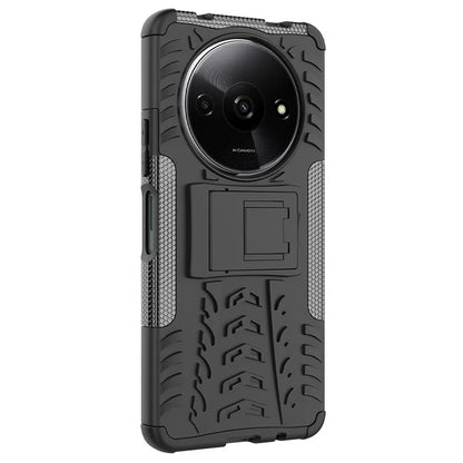 For Xiaomi Redmi A3 / Poco C61 4G Kickstand Case PC+TPU Tyre Pattern Slim Phone Cover