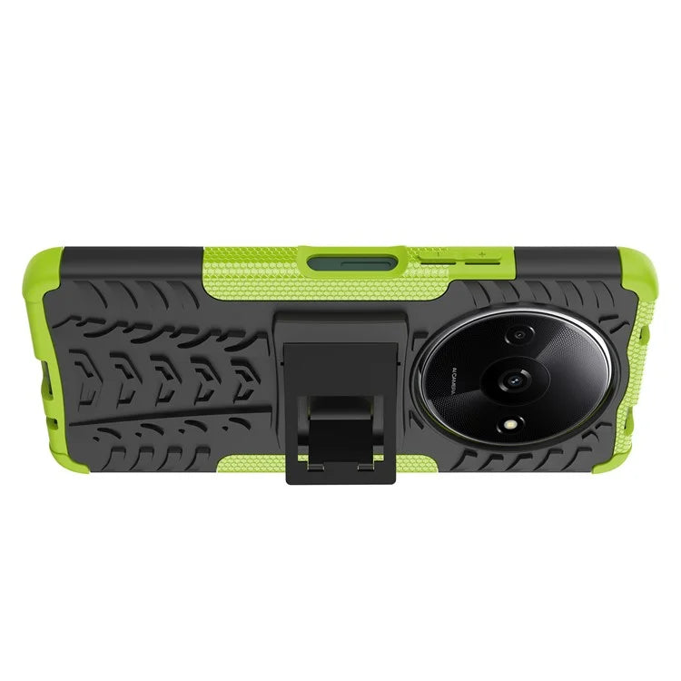 For Xiaomi Redmi A3 / Poco C61 4G Kickstand Case PC+TPU Tyre Pattern Slim Phone Cover