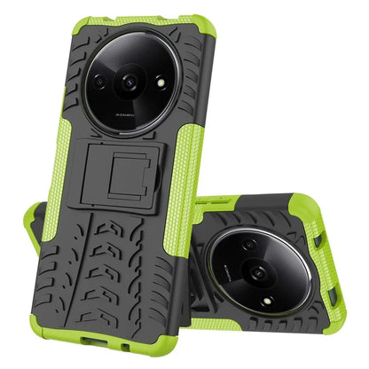 For Xiaomi Redmi A3 / Poco C61 4G Kickstand Case PC+TPU Tyre Pattern Slim Phone Cover