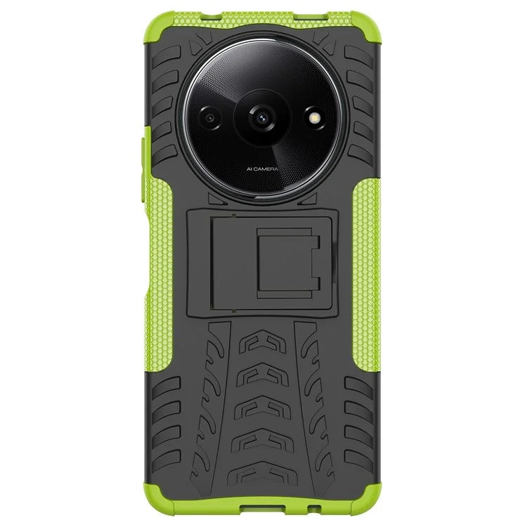 For Xiaomi Redmi A3 / Poco C61 4G Kickstand Case PC+TPU Tyre Pattern Slim Phone Cover