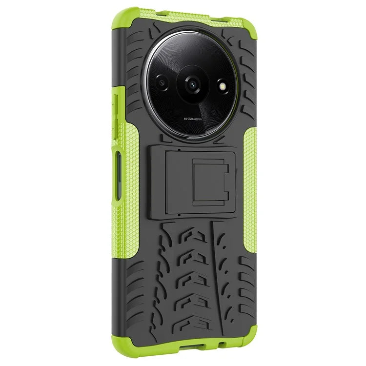 For Xiaomi Redmi A3 / Poco C61 4G Kickstand Case PC+TPU Tyre Pattern Slim Phone Cover