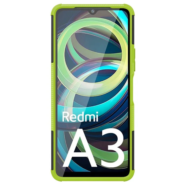 For Xiaomi Redmi A3 / Poco C61 4G Kickstand Case PC+TPU Tyre Pattern Slim Phone Cover