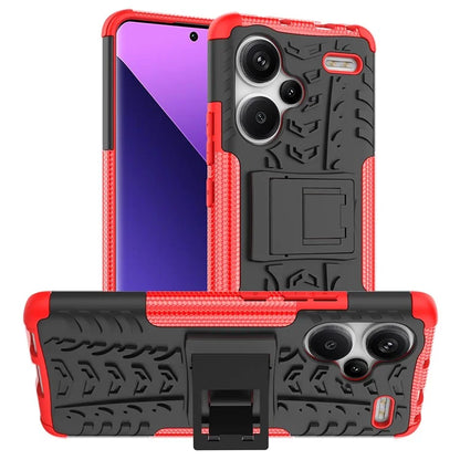 For Xiaomi Redmi Note 13 Pro+ 5G Case Tyre Pattern Design PC+TPU Phone Cover with Kickstand