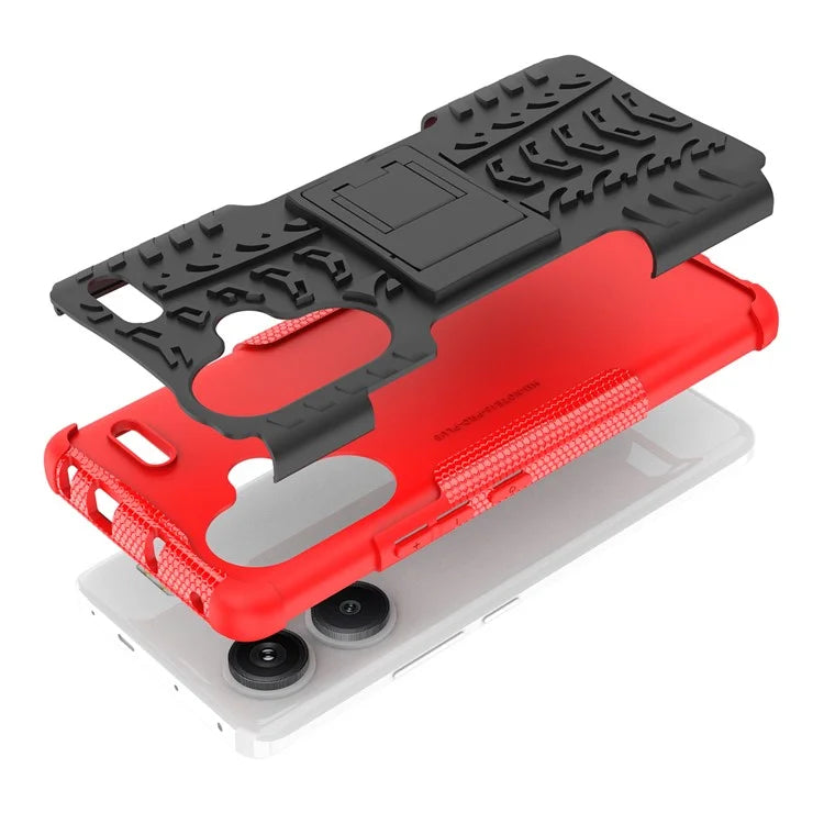 For Xiaomi Redmi Note 13 Pro+ 5G Case Tyre Pattern Design PC+TPU Phone Cover with Kickstand