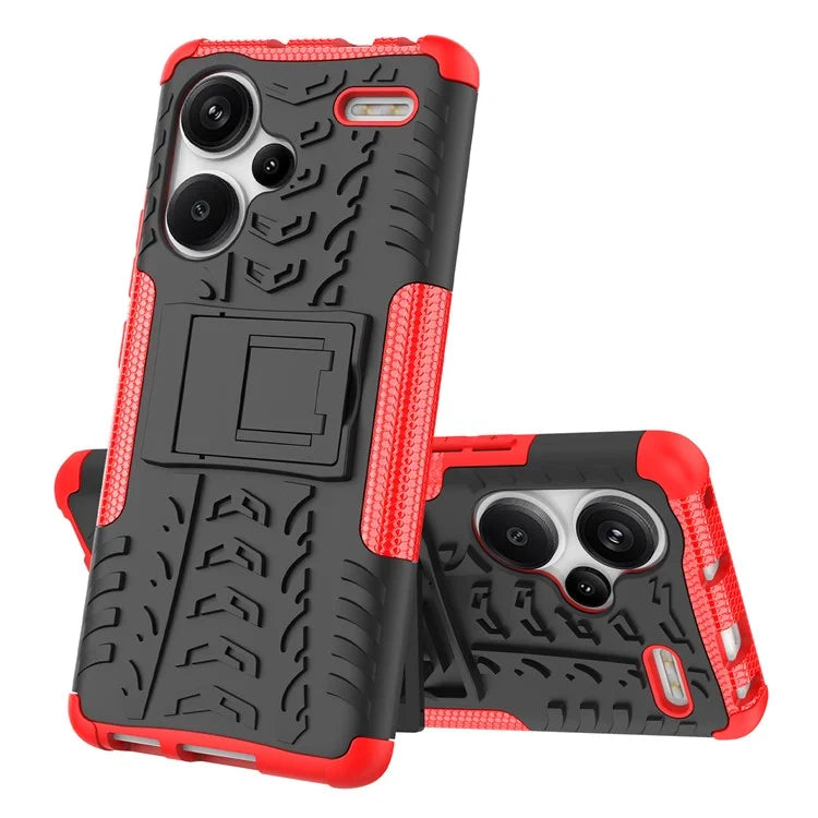 For Xiaomi Redmi Note 13 Pro+ 5G Case Tyre Pattern Design PC+TPU Phone Cover with Kickstand