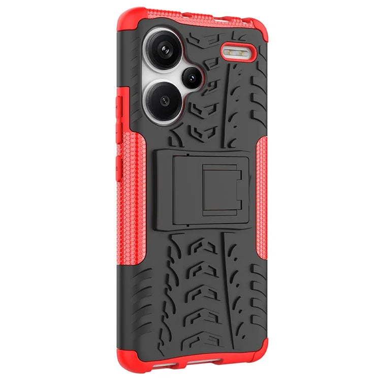 For Xiaomi Redmi Note 13 Pro+ 5G Case Tyre Pattern Design PC+TPU Phone Cover with Kickstand