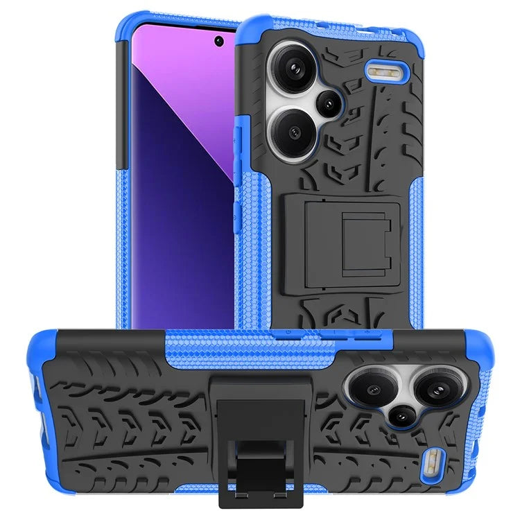 For Xiaomi Redmi Note 13 Pro+ 5G Case Tyre Pattern Design PC+TPU Phone Cover with Kickstand