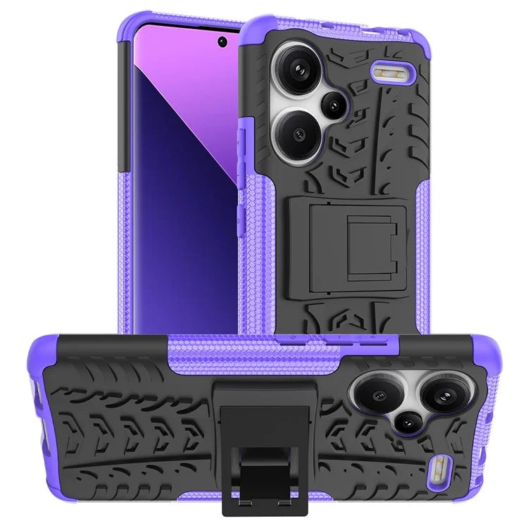 For Xiaomi Redmi Note 13 Pro+ 5G Case Tyre Pattern Design PC+TPU Phone Cover with Kickstand
