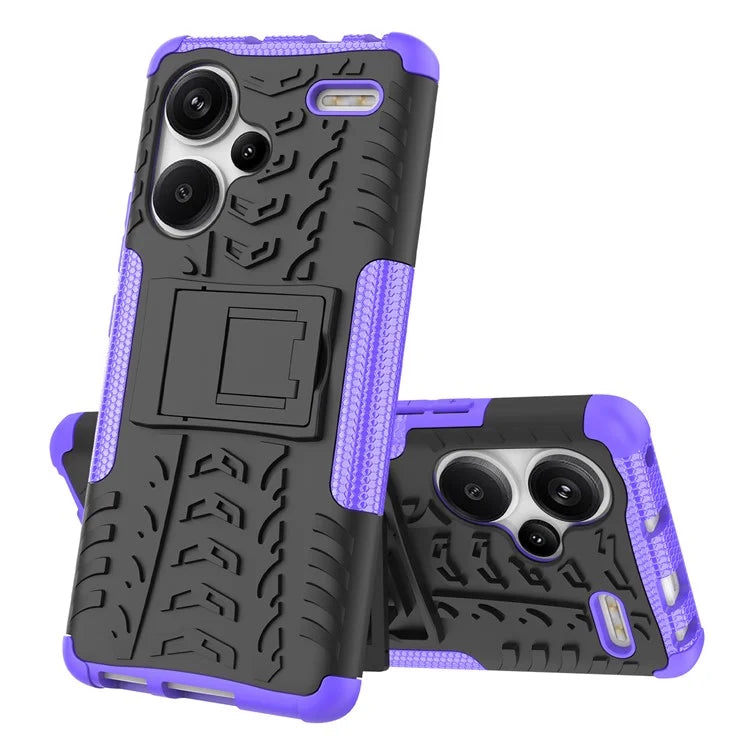 For Xiaomi Redmi Note 13 Pro+ 5G Case Tyre Pattern Design PC+TPU Phone Cover with Kickstand