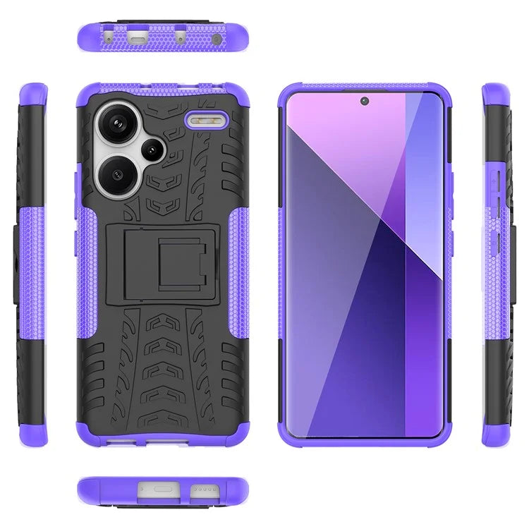 For Xiaomi Redmi Note 13 Pro+ 5G Case Tyre Pattern Design PC+TPU Phone Cover with Kickstand