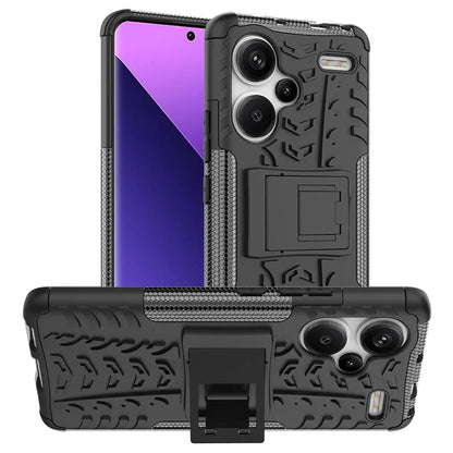 For Xiaomi Redmi Note 13 Pro+ 5G Case Tyre Pattern Design PC+TPU Phone Cover with Kickstand