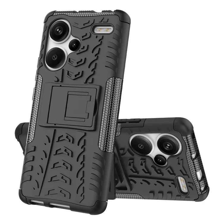For Xiaomi Redmi Note 13 Pro+ 5G Case Tyre Pattern Design PC+TPU Phone Cover with Kickstand