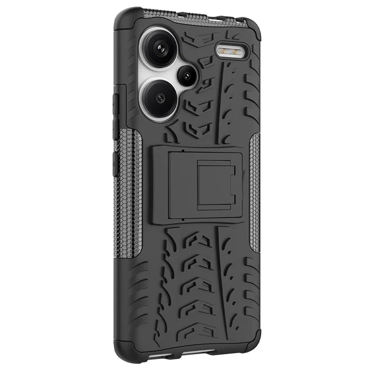 For Xiaomi Redmi Note 13 Pro+ 5G Case Tyre Pattern Design PC+TPU Phone Cover with Kickstand