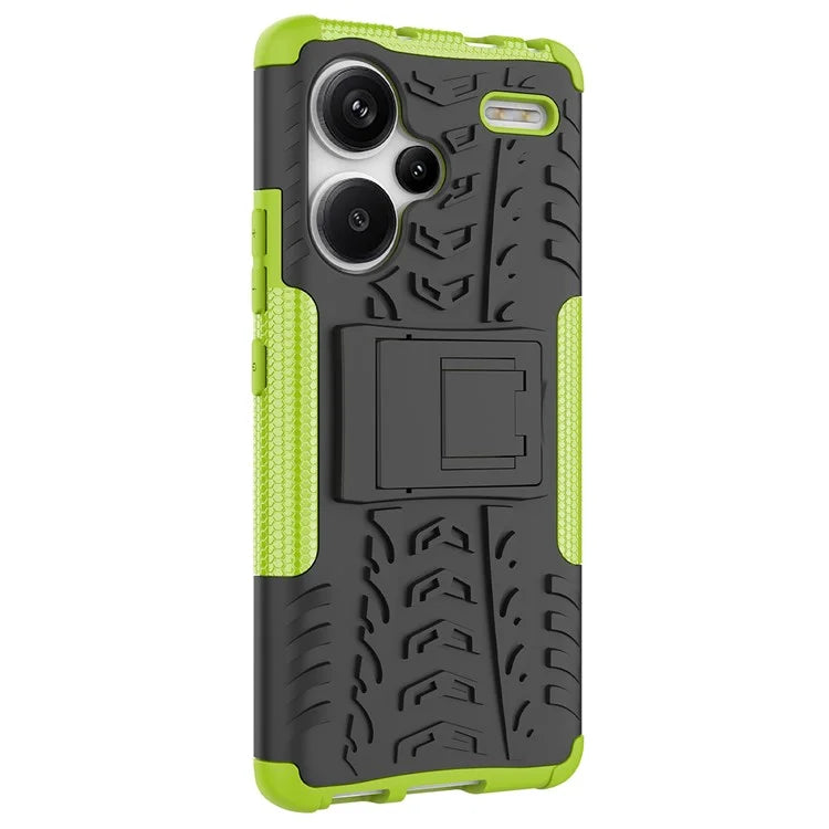 For Xiaomi Redmi Note 13 Pro+ 5G Case Tyre Pattern Design PC+TPU Phone Cover with Kickstand