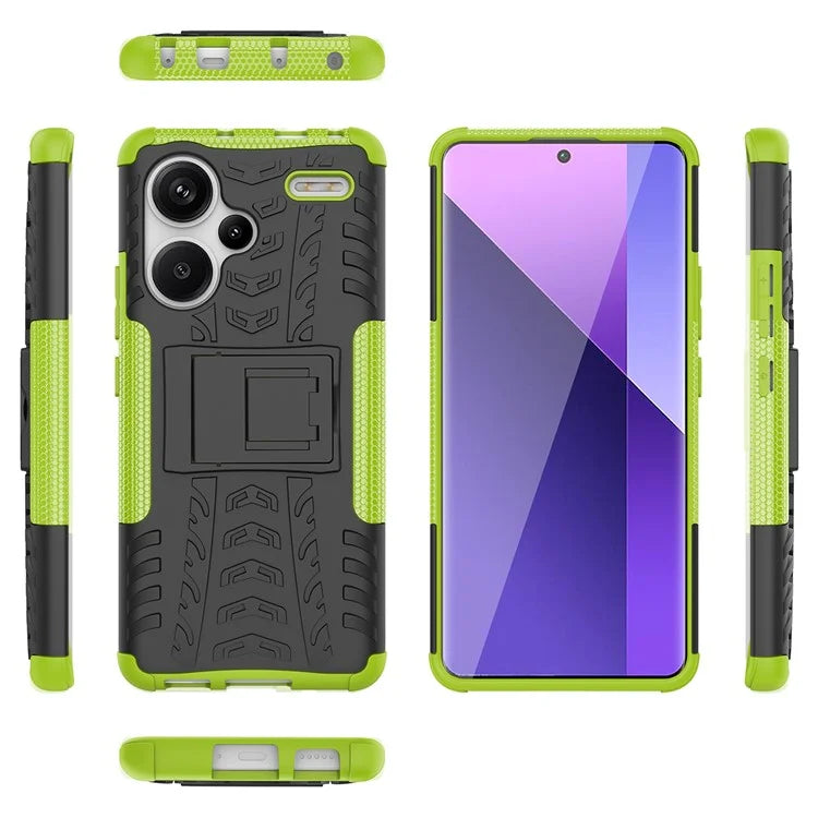 For Xiaomi Redmi Note 13 Pro+ 5G Case Tyre Pattern Design PC+TPU Phone Cover with Kickstand