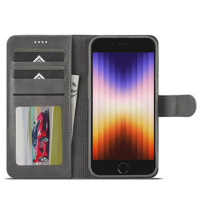 LC.IMEEKE For iPhone SE (2024) Case Calf Texture Magnetic Clasp Stand Phone Cover