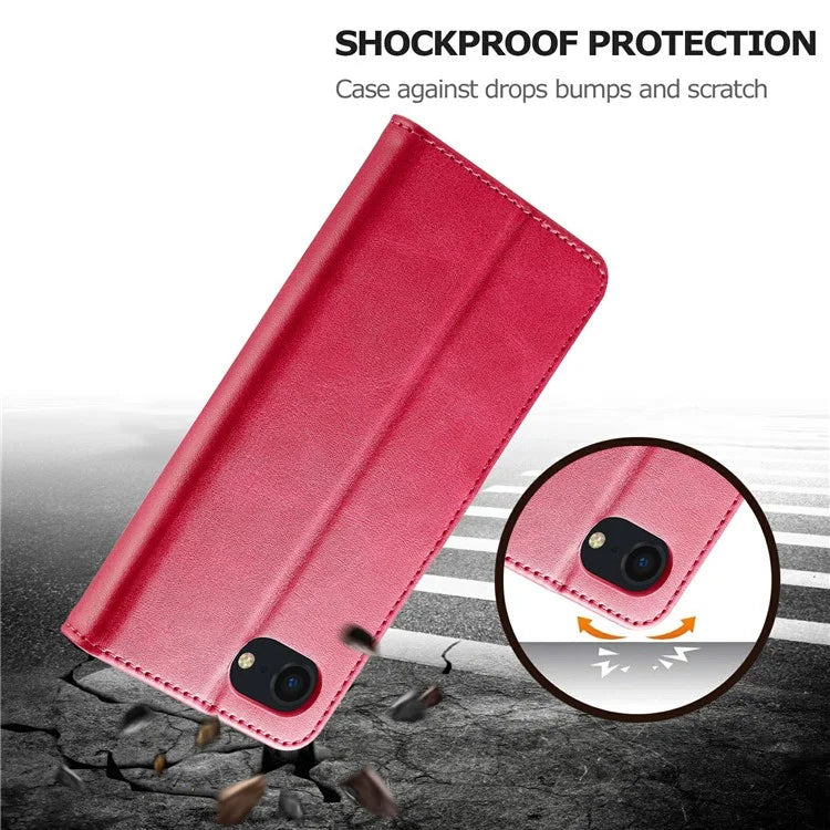 LC.IMEEKE For iPhone SE (2024) Case Calf Texture Magnetic Clasp Stand Phone Cover