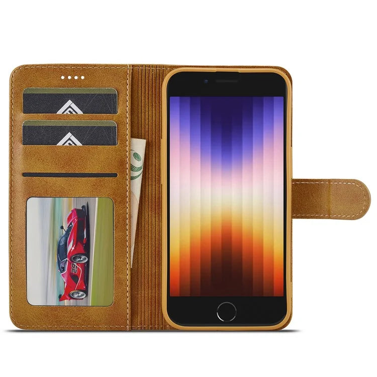 LC.IMEEKE For iPhone SE (2024) Case Calf Texture Magnetic Clasp Stand Phone Cover