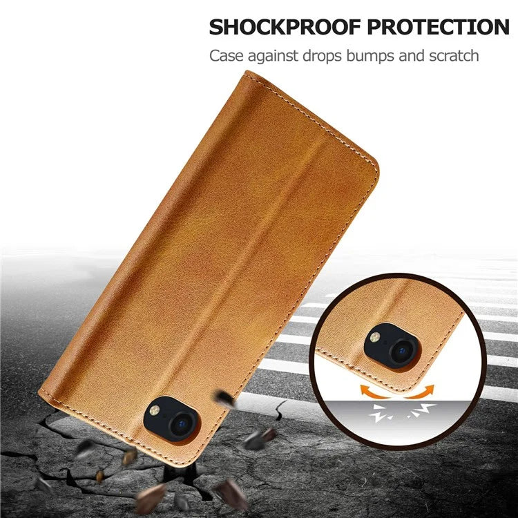 LC.IMEEKE For iPhone SE (2024) Case Calf Texture Magnetic Clasp Stand Phone Cover