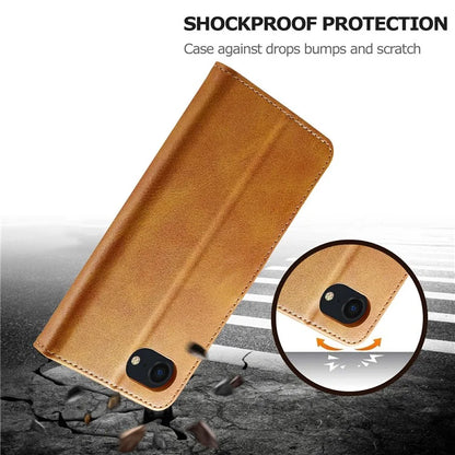 LC.IMEEKE For iPhone SE (2024) Case Calf Texture Magnetic Clasp Stand Phone Cover