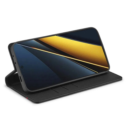 LC.IMEEKE For Xiaomi Poco X6 Pro 5G / Redmi K70E 5G Case PU Leather Carbon Fiber Texture Stand Folio Phone Cover