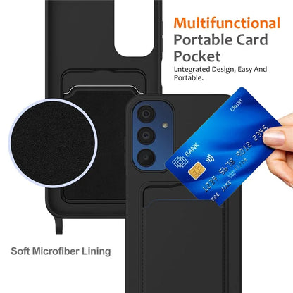For Samsung Galaxy A15 4G / A15 5G Case Liquid Silicone Shockproof Phone Cover with Lanyard and Card Slot