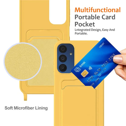 For Samsung Galaxy A15 4G / A15 5G Case Liquid Silicone Shockproof Phone Cover with Lanyard and Card Slot
