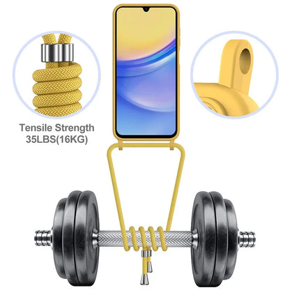 For Samsung Galaxy A15 4G / A15 5G Case Liquid Silicone Shockproof Phone Cover with Lanyard and Card Slot