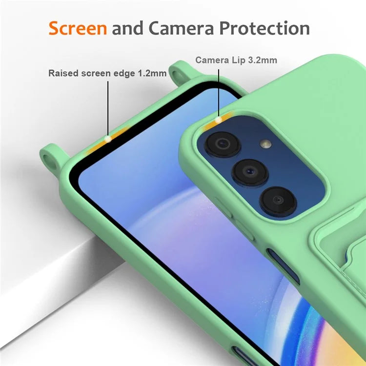 For Samsung Galaxy A25 5G (Global) (161.0 x 76.5 x 8.3mm) Case Liquid Silicone Back Card Holder Phone Cover
