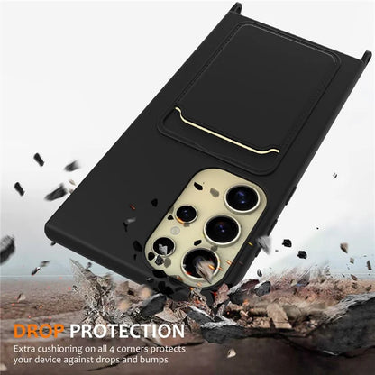 For Samsung Galaxy S24 Ultra Case with Card Holder Liquid Silicone Silky Touch Phone Cover