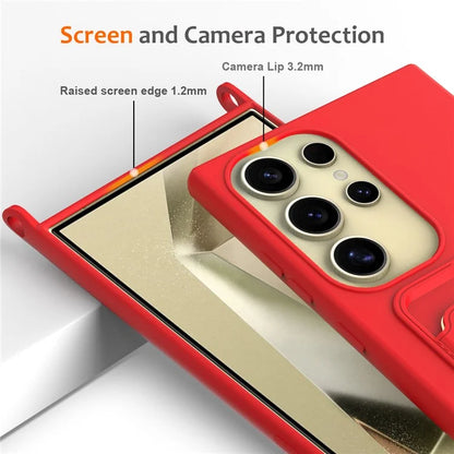 For Samsung Galaxy S24 Ultra Case with Card Holder Liquid Silicone Silky Touch Phone Cover
