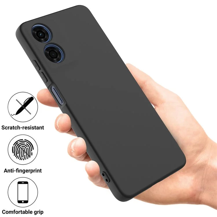 For Motorola Moto G04s 4G / G04 4G Case Liquid Silicone Scratch-proof Protective Shell with Handy Strap