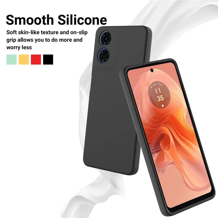 For Motorola Moto G04s 4G / G04 4G Case Liquid Silicone Scratch-proof Protective Shell with Handy Strap