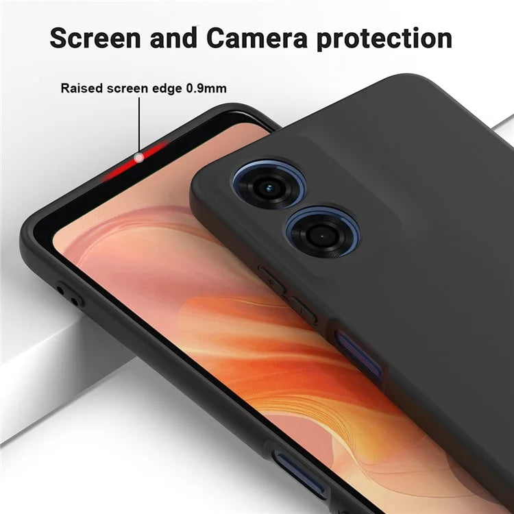 For Motorola Moto G04s 4G / G04 4G Case Liquid Silicone Scratch-proof Protective Shell with Handy Strap