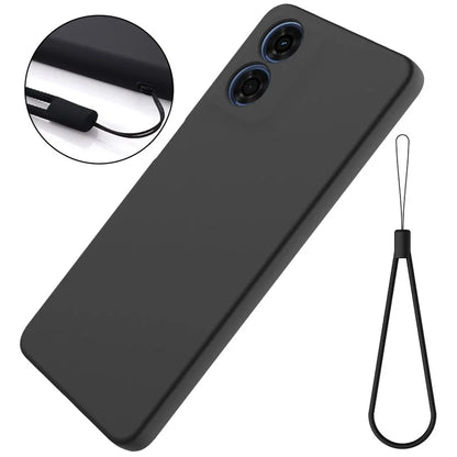 For Motorola Moto G04s 4G / G04 4G Case Liquid Silicone Scratch-proof Protective Shell with Handy Strap