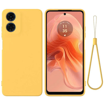 For Motorola Moto G04s 4G / G04 4G Case Liquid Silicone Scratch-proof Protective Shell with Handy Strap