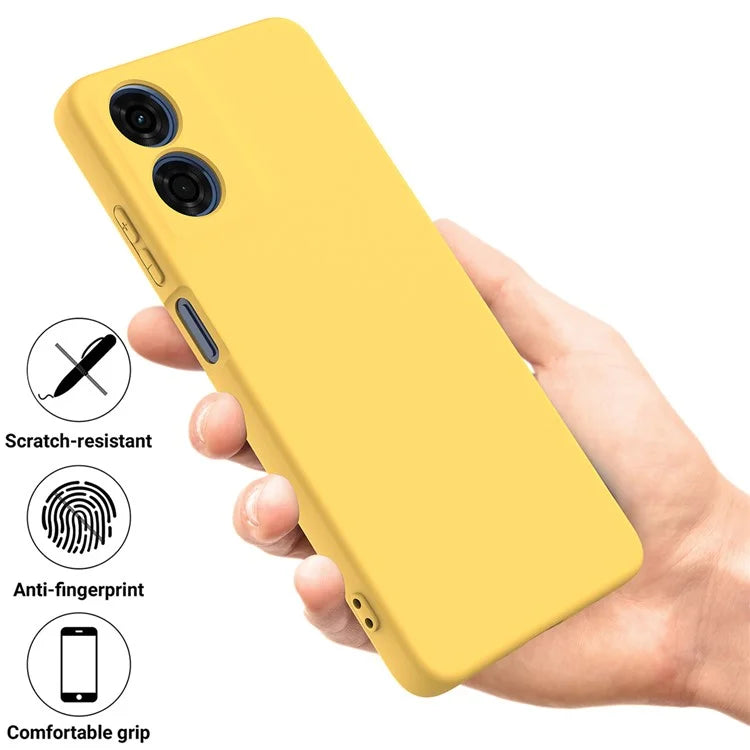 For Motorola Moto G04s 4G / G04 4G Case Liquid Silicone Scratch-proof Protective Shell with Handy Strap