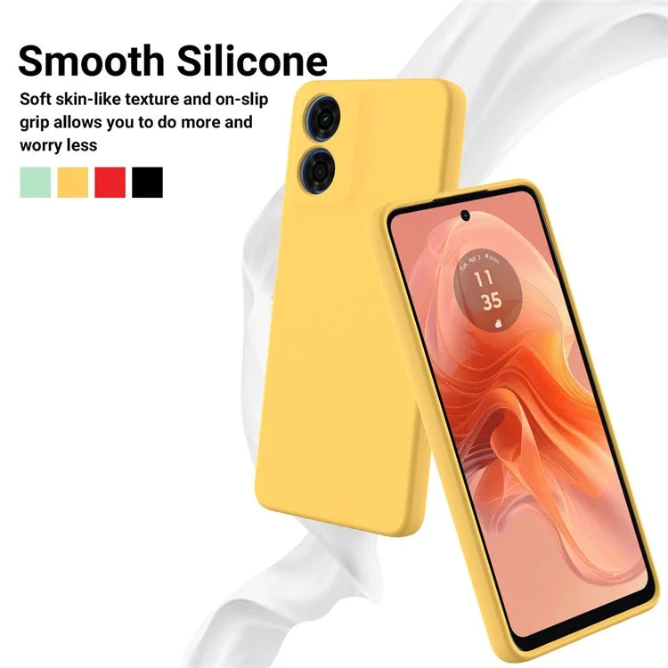 For Motorola Moto G04s 4G / G04 4G Case Liquid Silicone Scratch-proof Protective Shell with Handy Strap
