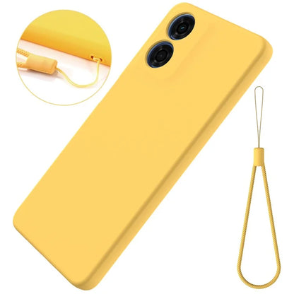For Motorola Moto G04s 4G / G04 4G Case Liquid Silicone Scratch-proof Protective Shell with Handy Strap