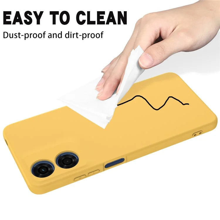 For Motorola Moto G04s 4G / G04 4G Case Liquid Silicone Scratch-proof Protective Shell with Handy Strap