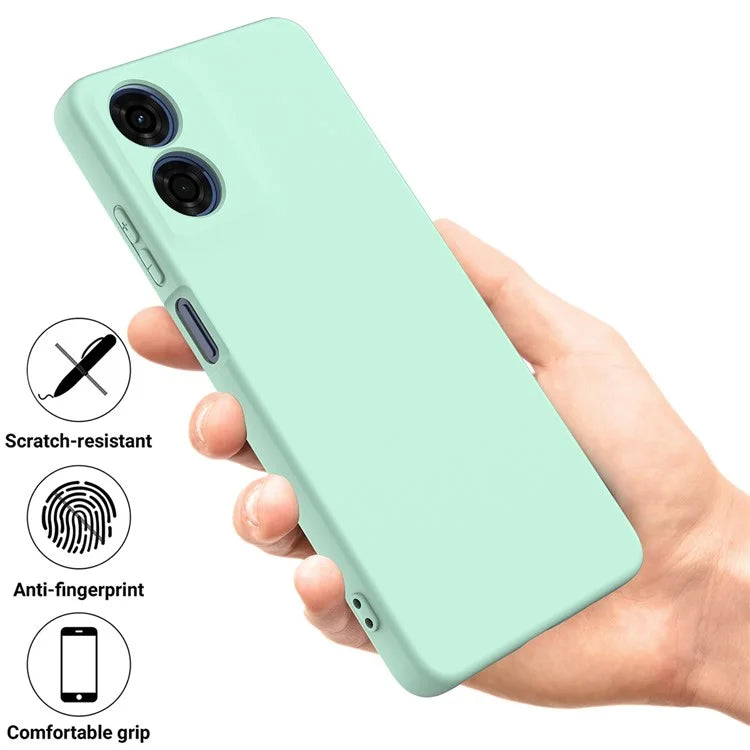 For Motorola Moto G04s 4G / G04 4G Case Liquid Silicone Scratch-proof Protective Shell with Handy Strap