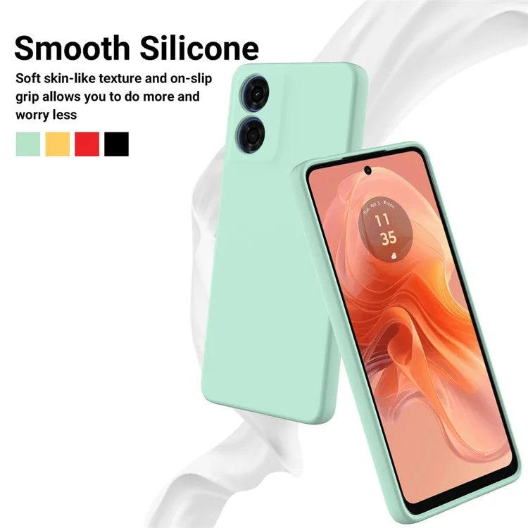 For Motorola Moto G04s 4G / G04 4G Case Liquid Silicone Scratch-proof Protective Shell with Handy Strap