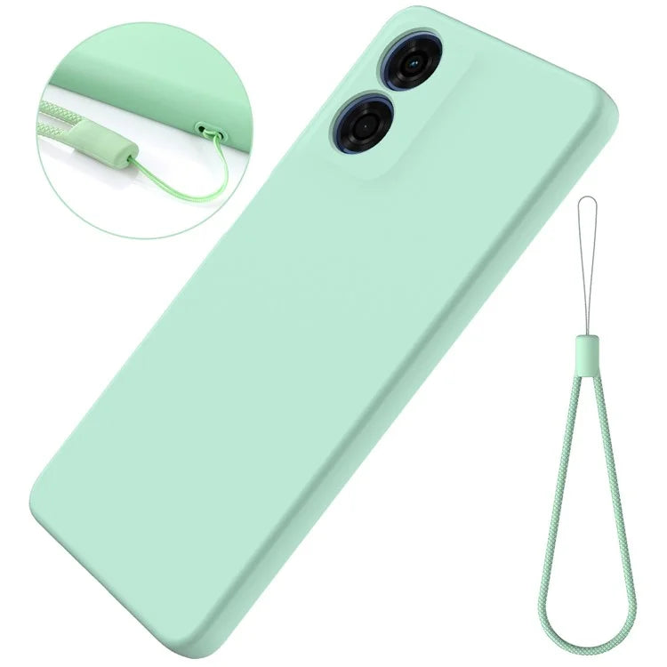 For Motorola Moto G04s 4G / G04 4G Case Liquid Silicone Scratch-proof Protective Shell with Handy Strap