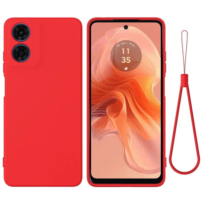 For Motorola Moto G04s 4G / G04 4G Case Liquid Silicone Scratch-proof Protective Shell with Handy Strap